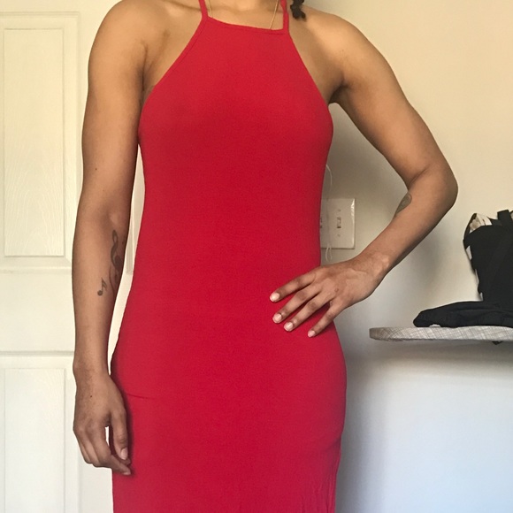 Red Halter Dress - Picture 2 of 4